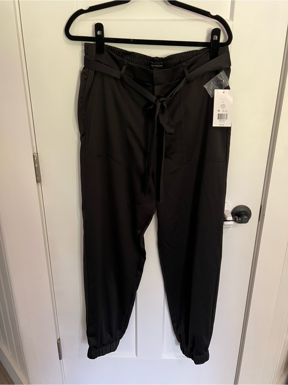 The Limited Black Paperbag Waist Jogger Pants with Tie Belt